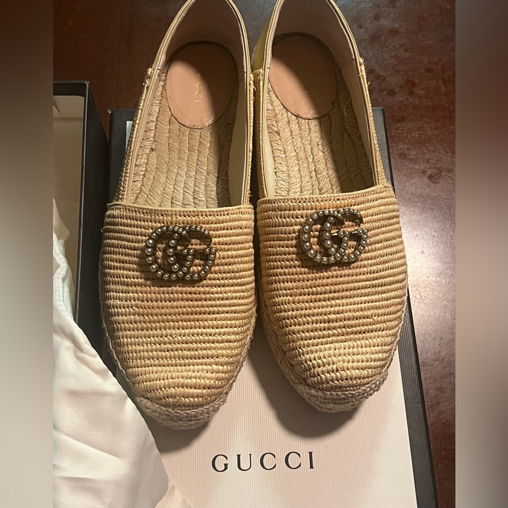 Raffia Gucci Slip-On Espadrilles
